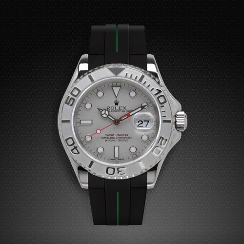 Black and Green Rubber Strap for Rolex Yachtmaster 40mm - Classic Series VulChromatic