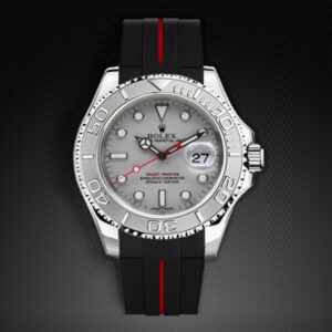 Black and Red Rubber Strap for Rolex Yachtmaster 40mm - Tang Buckle Series VulChromatic®