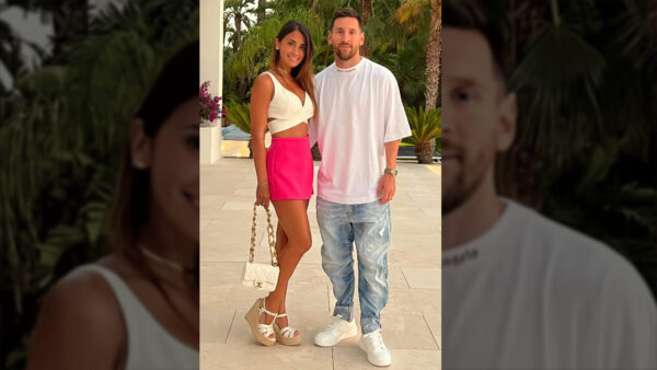 Leo Messi with Antonella Roccuzzo on a couples night out with Patek ...
