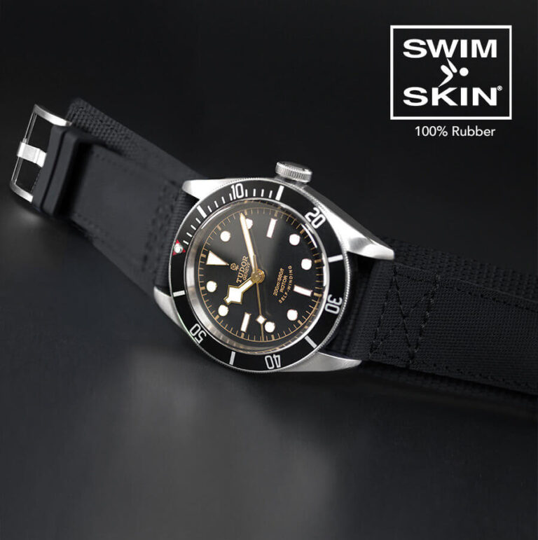 Black Rubber Strap for Tudor Heritage Black Bay 41mm - SwimSkin Rubber Cuff Series