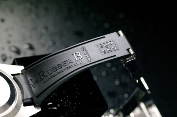 Black Ballistic Rubber Strap for Rolex Yachtmaster 40mm - SwimSkin