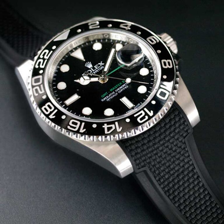 Black Ballistic Rubber Strap for Rolex GMT Master II CERAMIC - SwimSkin