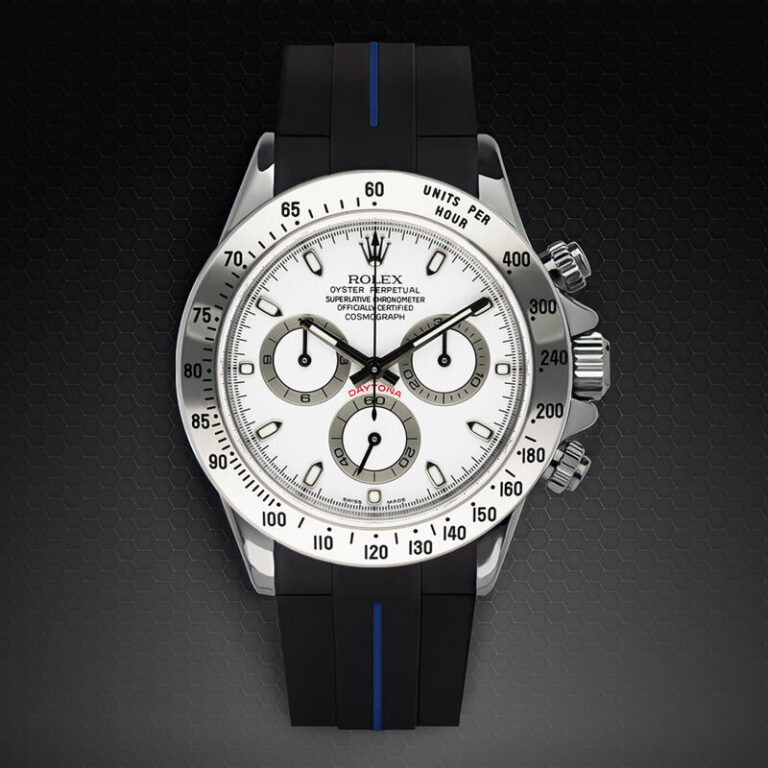 Black and Blue Rubber Strap for Rolex Daytona 116520