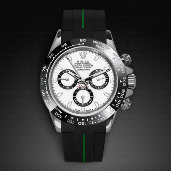 Black and Green Rubber Strap for Rolex Daytona 116500LN