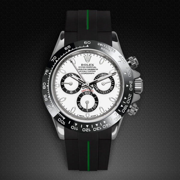 Black and Green Rubber Strap for Rolex Daytona 116500LN Tang Buckle Series VulChromatic