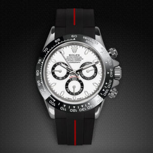 Black and Red Rubber Strap for Rolex Daytona 116500LN