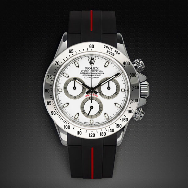 Black and Red Rubber Strap for Rolex Daytona 116520