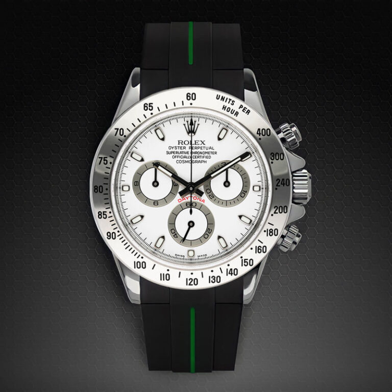Black and Green Rubber Strap for Rolex Daytona 116520