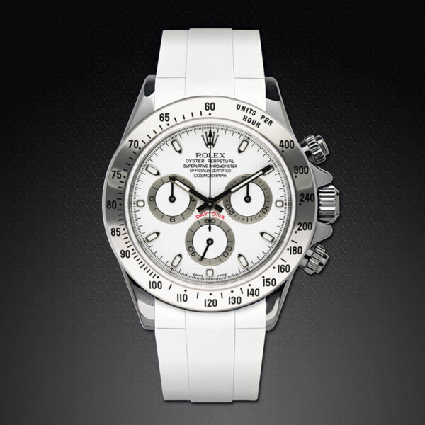 White Rubber Strap for Rolex Daytona 116520