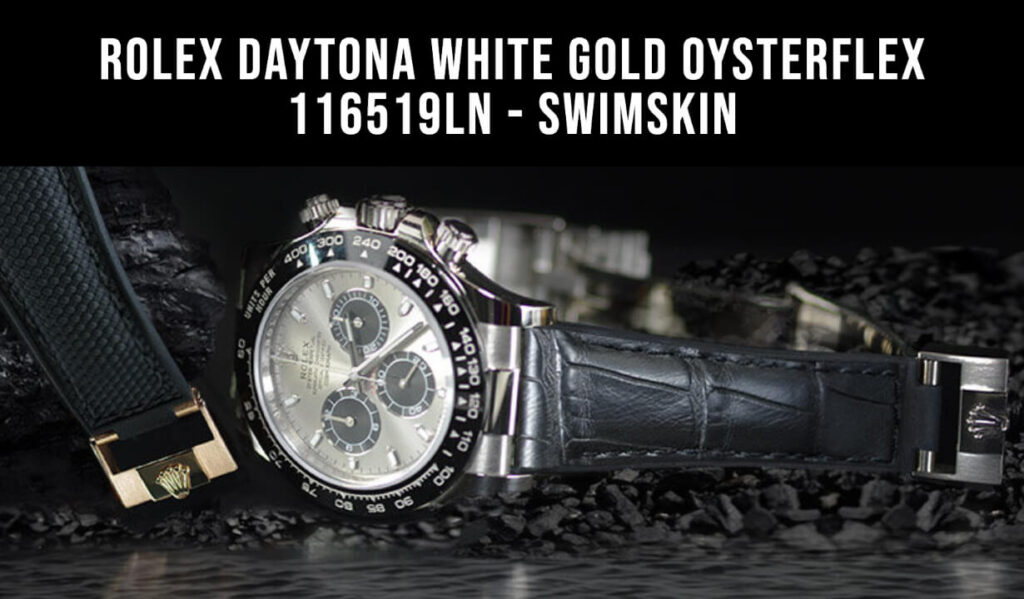 Rolex rubber white gold ceramic Daytona 116519ln - SwimSkin Watch straps by Rubber B - The ultimate rubber straps for rolex 116519ln Daytona
