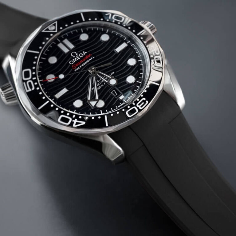 Black Rubber Strap for Omega Seamaster Diver 300mm