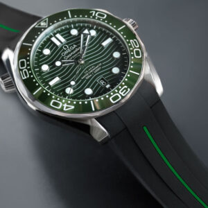 Black and Green Rubber Strap for Omega Seamaster Diver 300mm