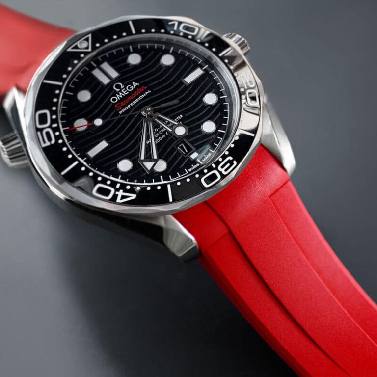 Red Rubber Strap for Omega Seamaster Diver 300mm