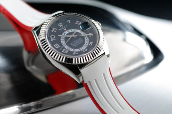White with Red Rubber Strap for Rolex Sky-Dweller on Strap - VulChromatic
