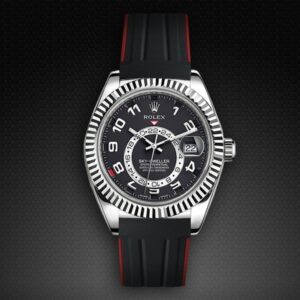Black and Red Rubber Strap for Rolex Sky-Dweller on Strap - VulChromatic