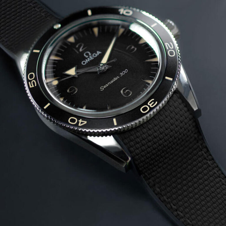 Black Rubber Ballistic Strap For Omega Seamaster 300 Heritage