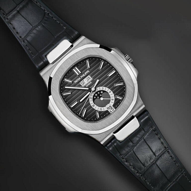 Black Alligator Patek Nautilus rubber strap for 5726