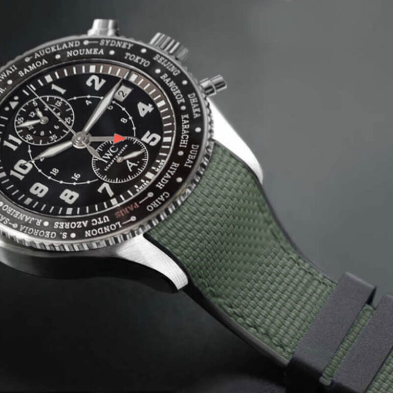 Green Rubber Ballistic Strap for IWC Timezoner