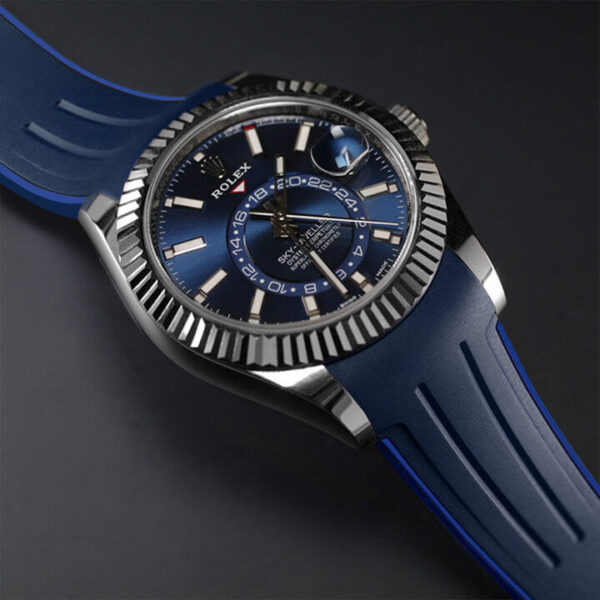 Blue with Blue rubber watch strap for Rolex Sky-Dweller