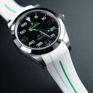 White with Green Rubber Strap for Rolex Air-King 116900