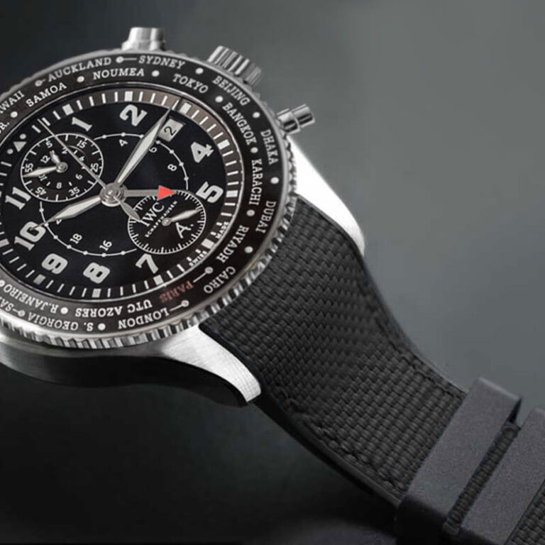 Black Rubber Ballistic Strap for IWC Timezoner