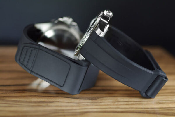 Black Velcro Rubber Strap for Rolex GMT Master II - non-ceramic