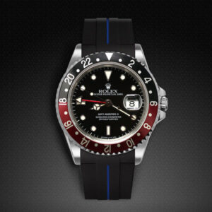 Black and Blue Rubber Strap for Rolex GMT Master II - non-ceramic - Tang Buckle Series