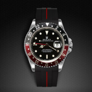 Black and Red Rubber Strap for Rolex GMT Master II - non-ceramic - Tang Buckle Series