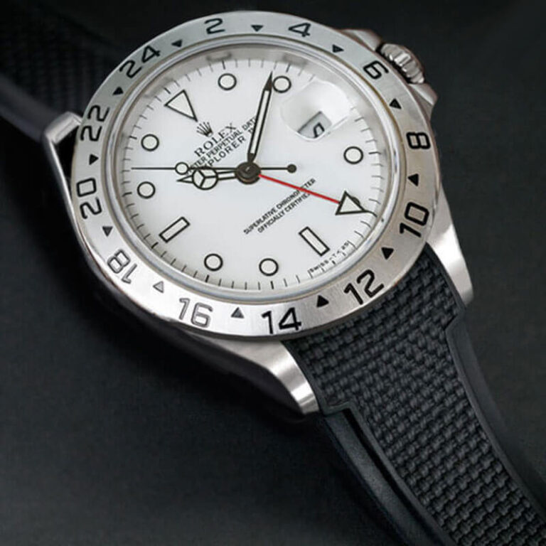Black Rubber Ballistic Strap for Rolex Explorer II 40mm (Pre-2011) for Ref 16550 & 16570