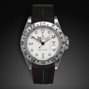Black and Green Rubber Strap for Rolex Explorer II 40mm