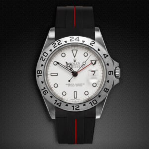 Black and Red Rubber Strap for Rolex Explorer II 40mm