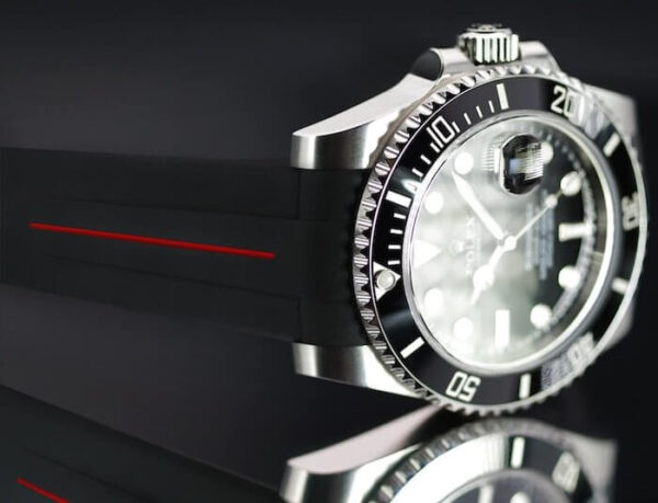 Black and Red Rubber Strap for Rolex Explorer II 40mm - Classic Series VulChromatic