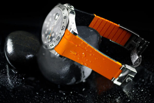 Orange and Black Rubber Strap for Rolex Explorer II 42mm 226570 - Classic Series VulChromatic