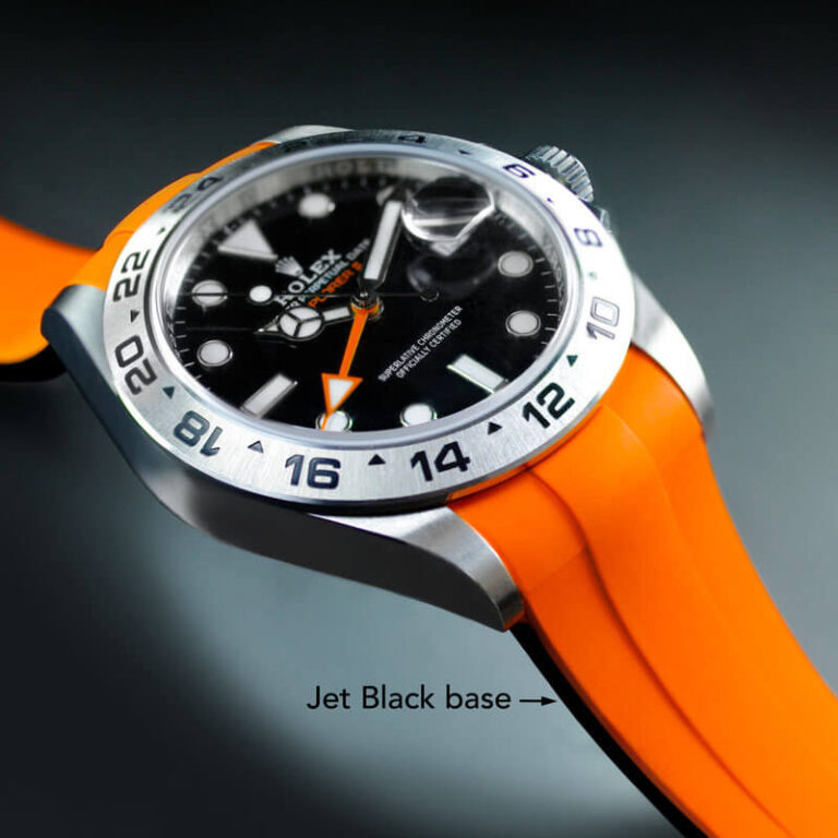 Orange and Black Rubber Strap for Rolex Explorer II 226570 - Classic Series VulChromatic