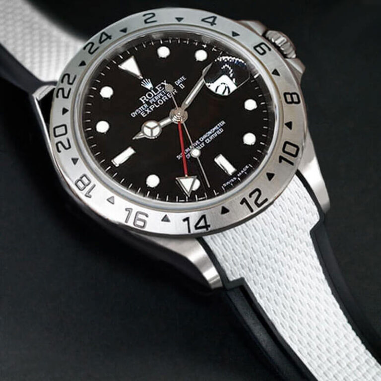 White Rubber Ballistic Strap for Rolex Explorer II 40mm (Pre-2011) for Ref 16550 & 16570