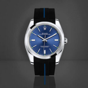 Black and Blue Rubber Strap for Rolex Oyster Perpetual 39mm - Classic Series VulChromatic