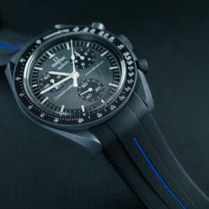 Black and Blue MoonSwatch Rubber Strap - Omega SpeedMaster Mission to Neptune Rubber B