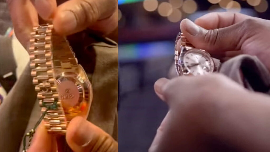 Joel Embiid Watch An Engraved Rolex Day-Date 40 For Winning The 2023 MVP