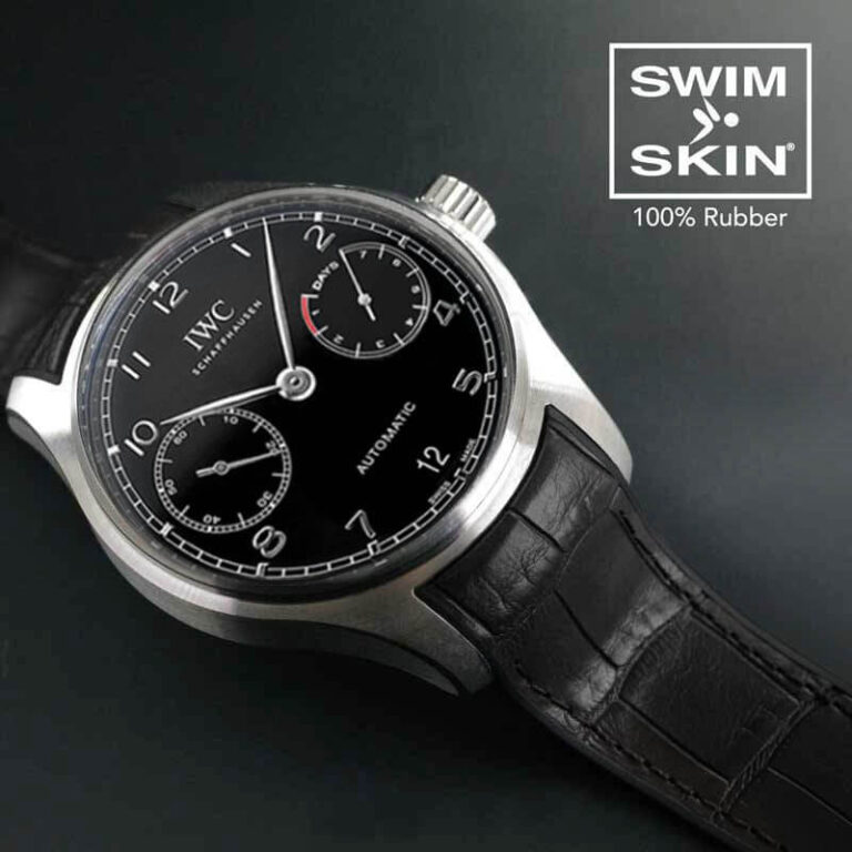 Black Rubber Alligator Strap for IWC Portugieser 5001
