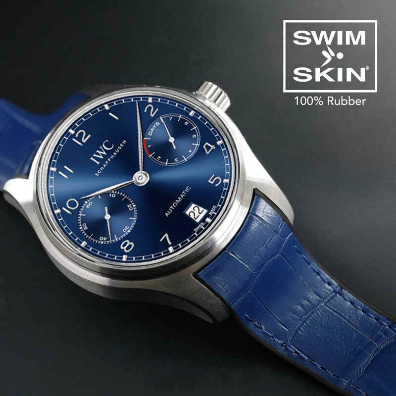 Blue Rubber Alligator Strap for IWC Portugieser 5001