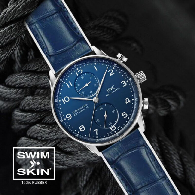 Blue Rubber Alligator Strap for IWC Portugieser Chrono 41mm - SwimSkin - blue-strap-for-iwc-portugieser-chrono (1)