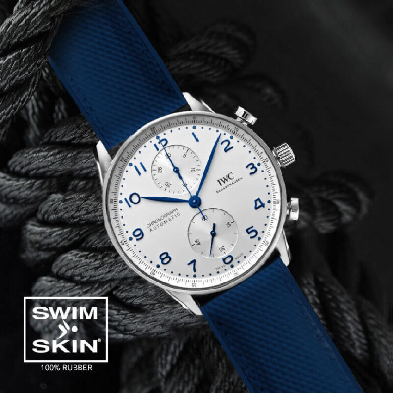 Blue Rubber Ballistic Strap for IWC Portugieser Chrono 41mm - SwimSkin