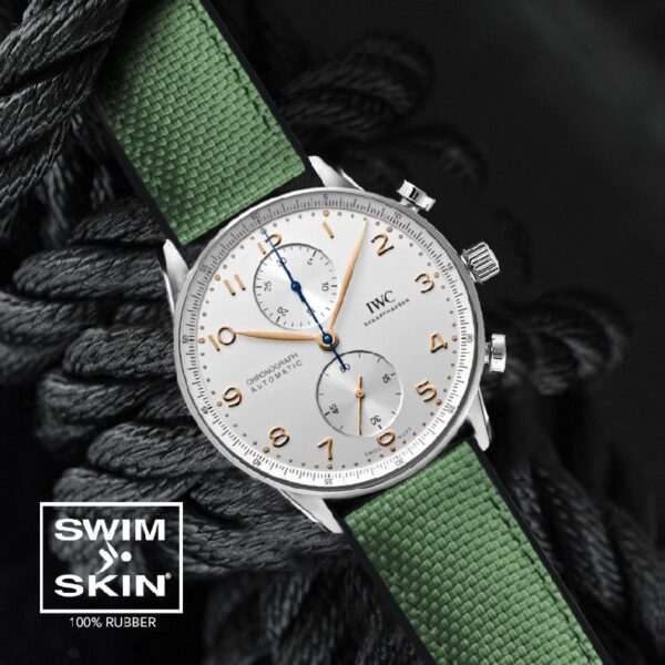 Green Rubber Ballistic Strap for IWC Portugieser Chrono 41mm - SwimSkin