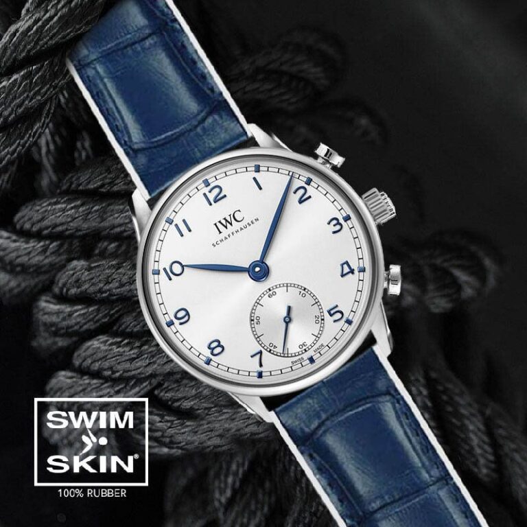 Blue Rubber Alligator Strap for IWC Portugieser Automatic 40mm - SwimSkin - Rubber B - blue-strap-for-iwc-portugieser-automatic-40