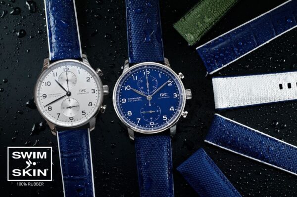 Blue with White Rubber Ballistic Strap for IWC Portugieser 40mm - SwimSkin