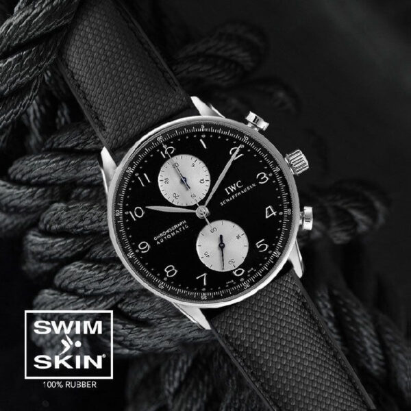 Black Rubber Ballistic Strap for IWC Portugieser Chrono 41mm - SwimSkin