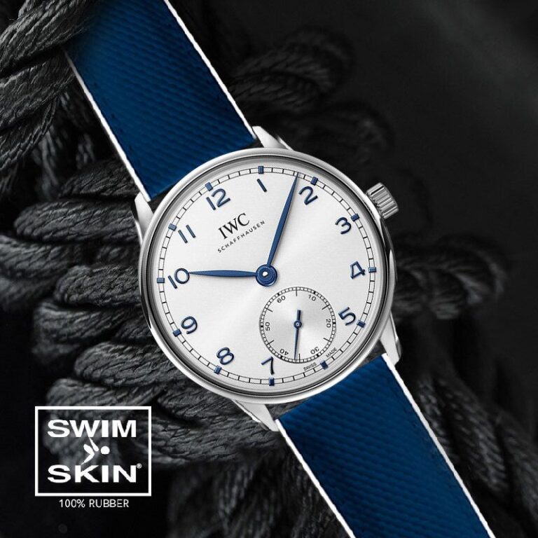 White with Blue Rubber Ballistic Strap for IWC Portugieser 40mm
