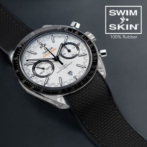 Black Rubber Strap for Omega Speedmaster Racing two counters 44.25MM – SwimSkin Ballistic