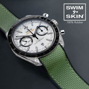 Green Rubber Strap for Omega Speedmaster Racing two counters 44.25MM – SwimSkin Ballistic