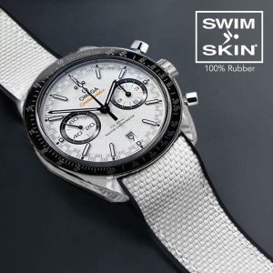 White Rubber Strap for Omega Speedmaster Racing two counters 44.25MM – SwimSkin Ballistic